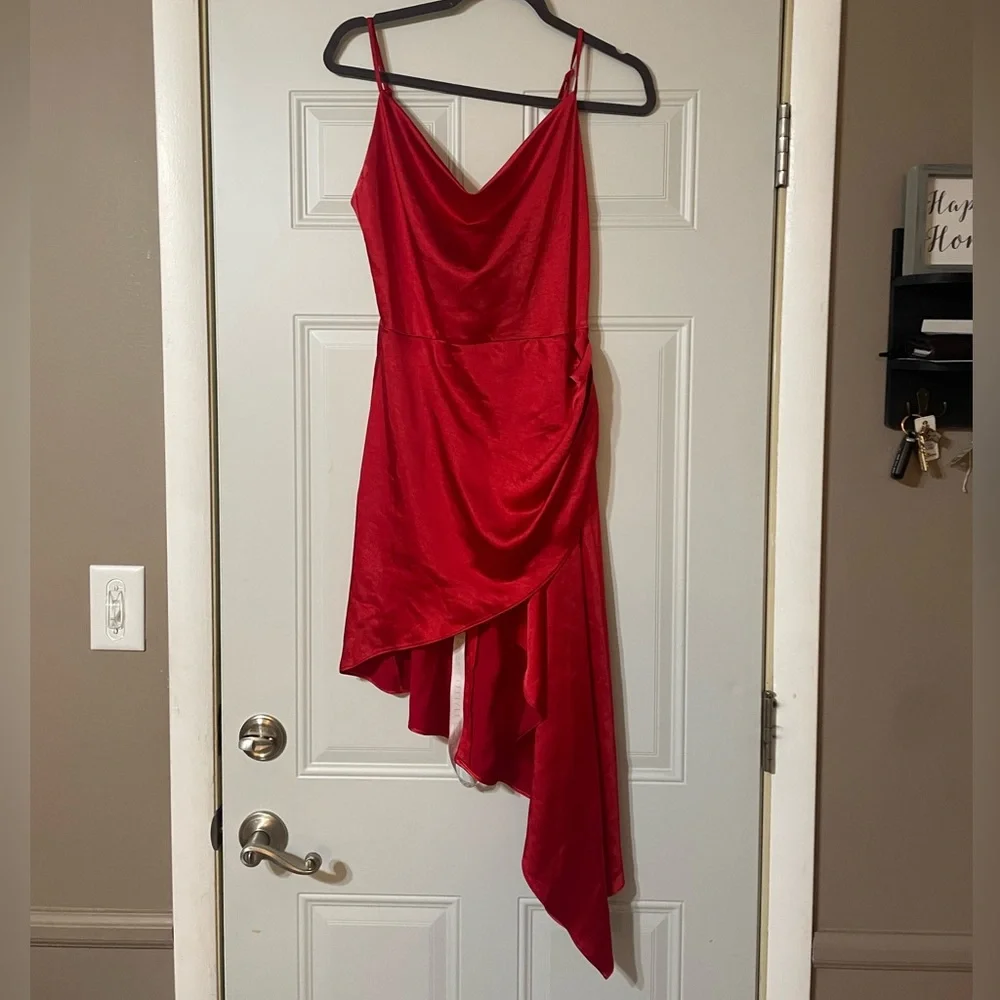 Elliatt x Revolve Jacinda Dress Asymmetrical Adjustable Cowl Neck Red Small - Picture 2 of 14